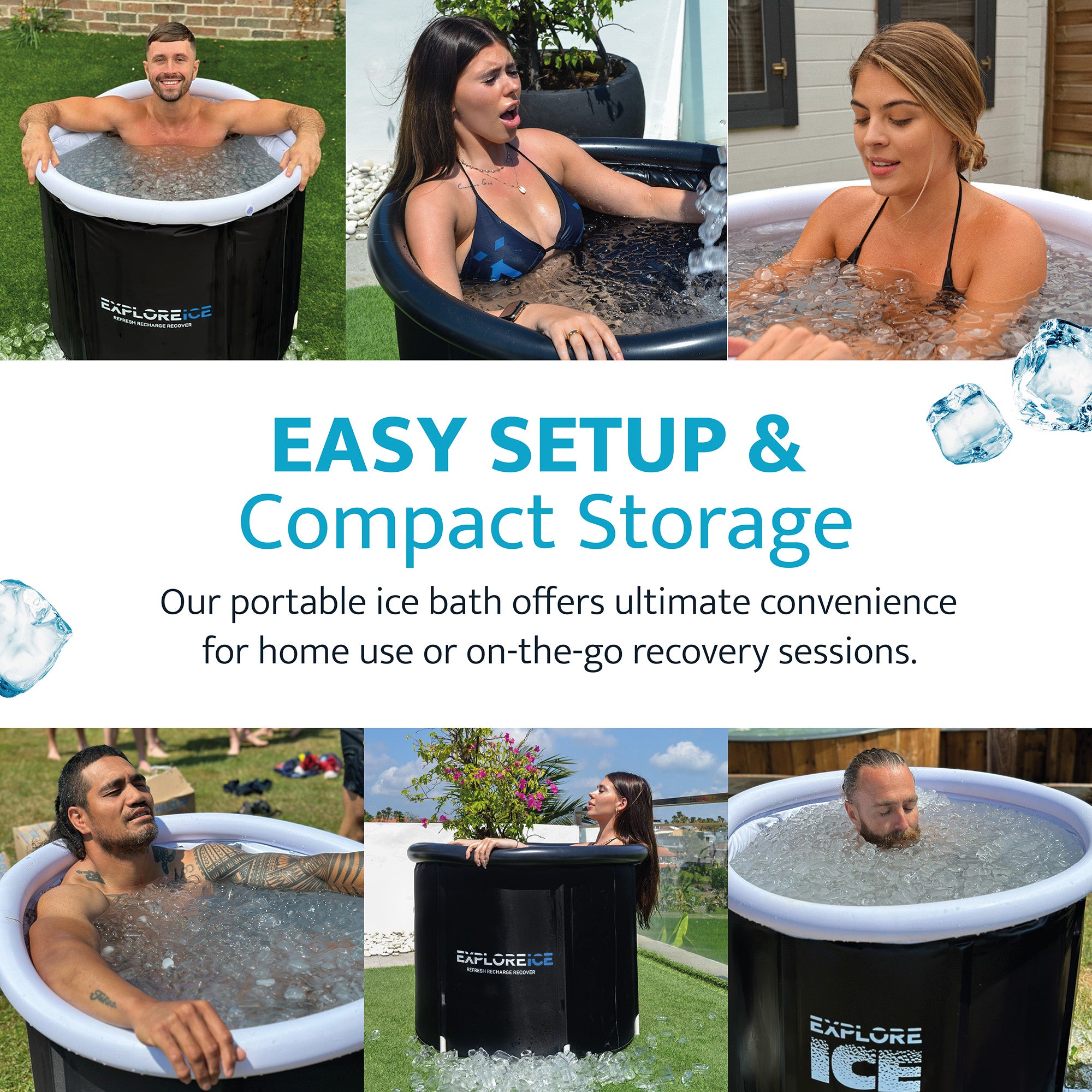 Explore Ice Bath Pro Max XL Athlete Cold Plunge Bath Tub, Black (Open Box)