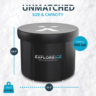 Explore Ice Bath Pro Max XL Outdoor Athlete Cold Plunge Bath Tub, Black (Used)