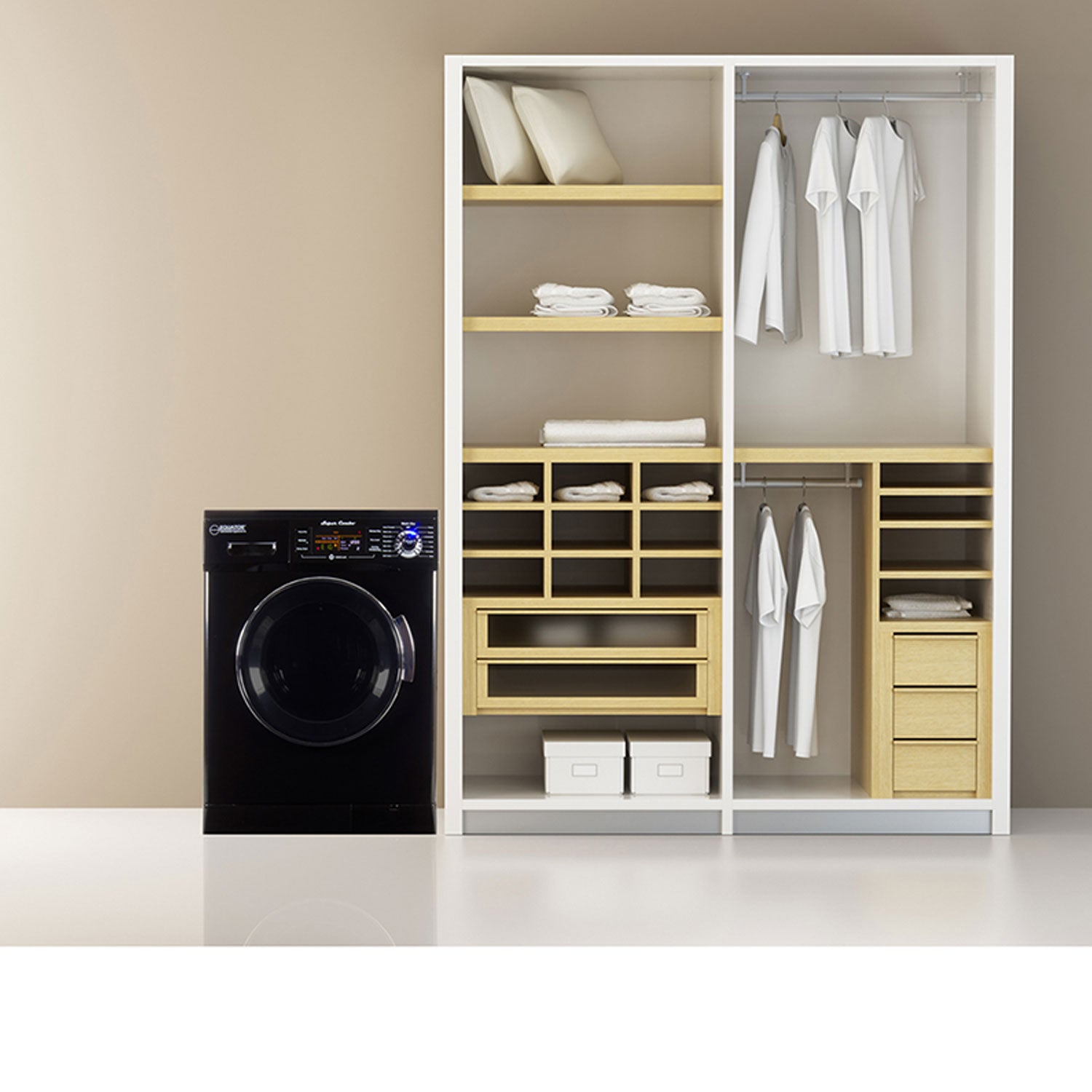 Equator Super Combination Vent/Ventless Home Washing Machine Dryer Unit, Black