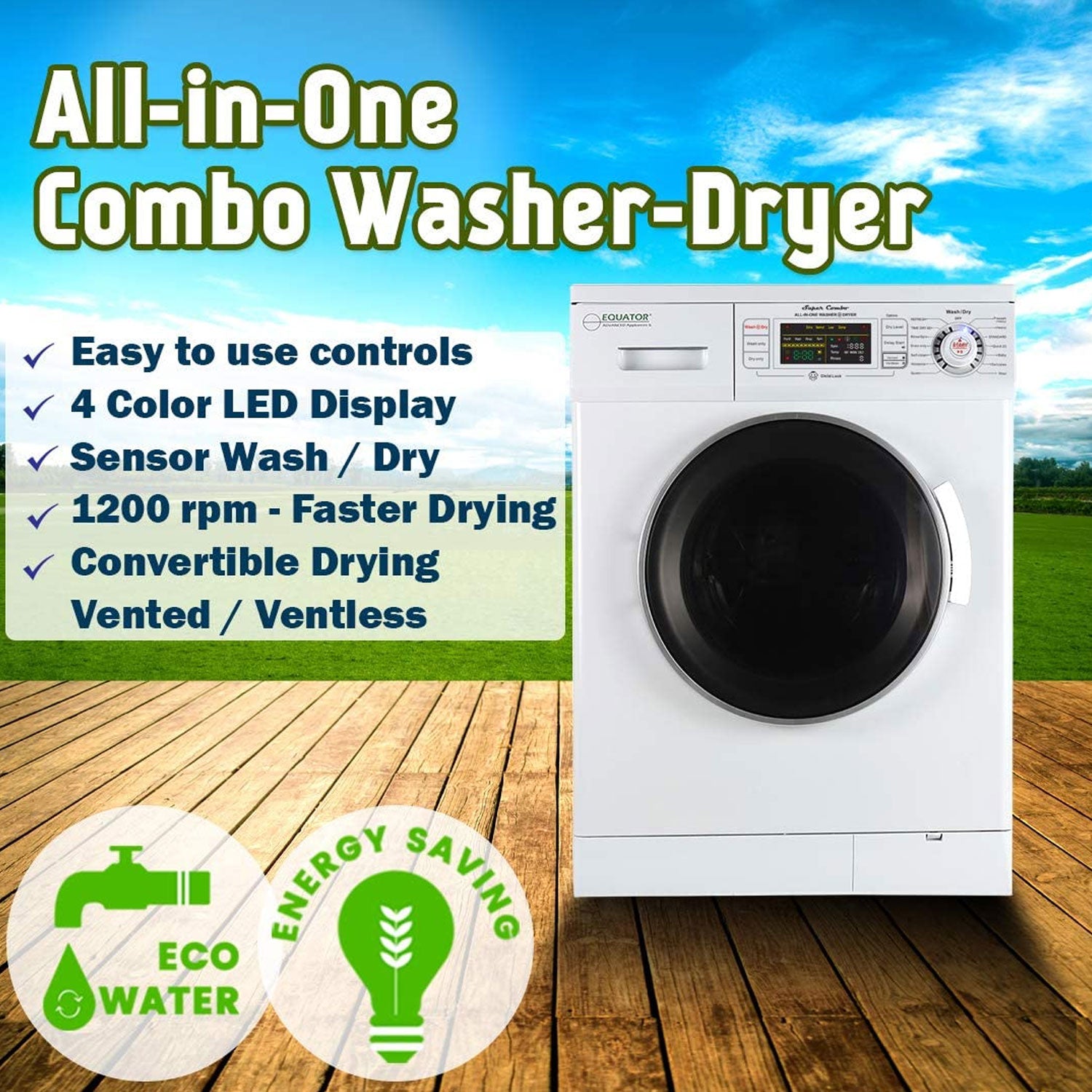 Equator Super Combination Vent/Ventless Home Washing Machine Dryer Unit, White