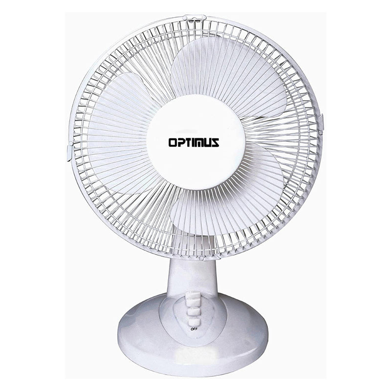 Optimus F-1230 Powerful 3 Speed 12 Inch Portable Oscillating Table Fan, White
