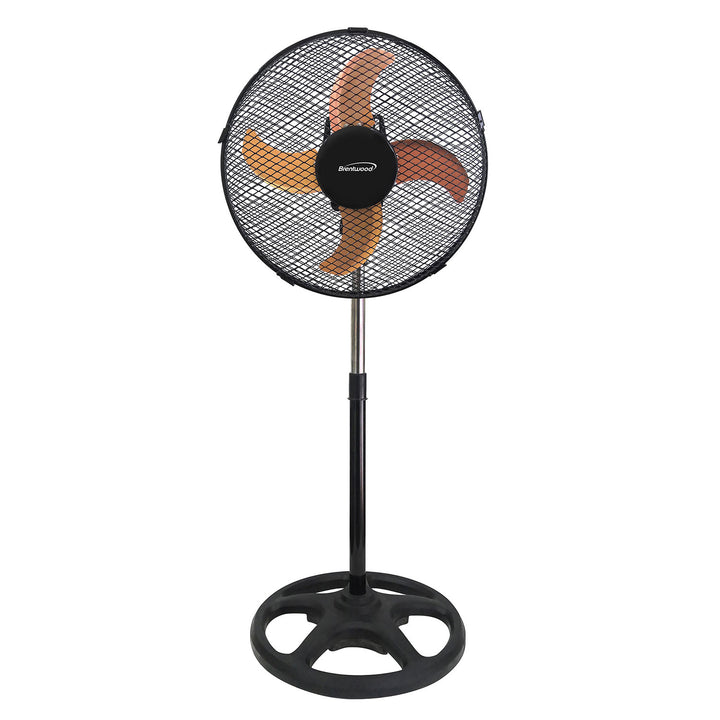 Brentwood 3 Speed Whisper Quiet Oscillating 12" Adjustable Stand Fan,Black(Used)