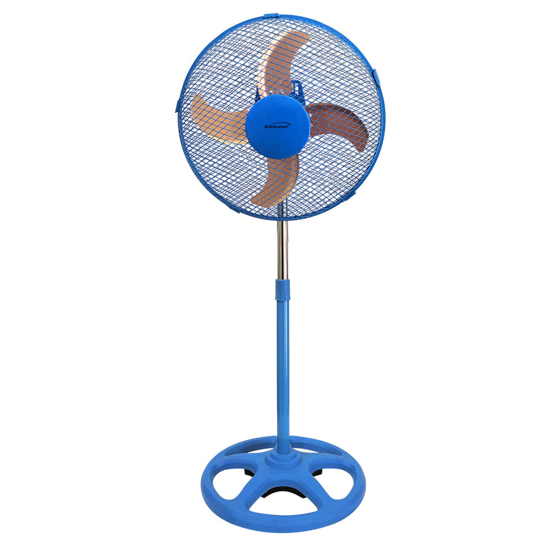 Brentwood 3 Speed Whisper Quiet Oscillating 12 Inch Adjustable Stand Fan, Blue