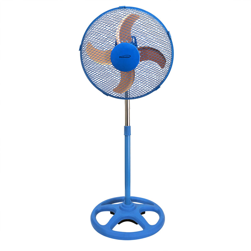 Brentwood 3 Speed Oscillating 12 Inch Adjustable Stand Fan, Blue (Used)