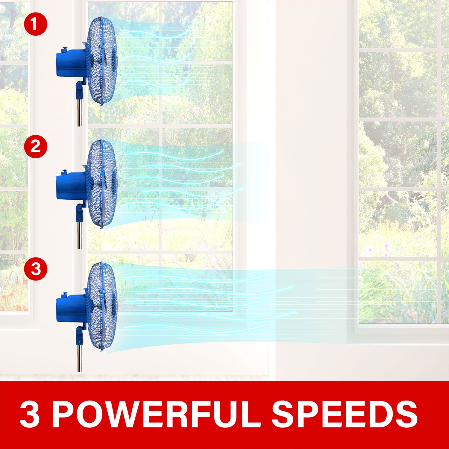 Brentwood 3 Speed Oscillating 12 Inch Adjustable Stand Fan, Blue (Used) - VMInnovations