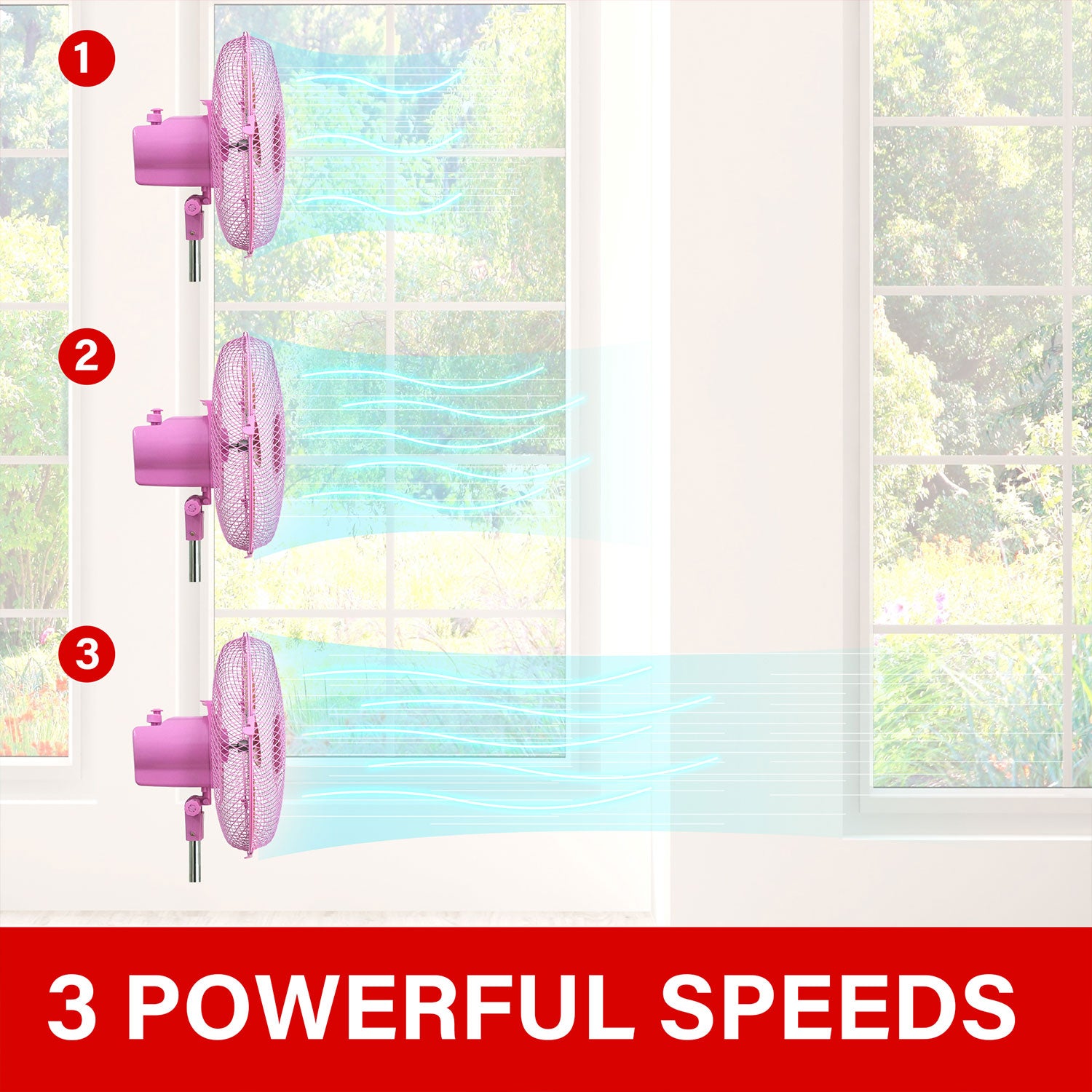 Brentwood 3 Speed Whisper Quiet Oscillating 12" Adjustable Stand Fan (Open Box)