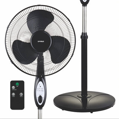 Optimus F-1672BK 16 Inch Home Adjustable Height Oscillating Pedestal Fan, Black