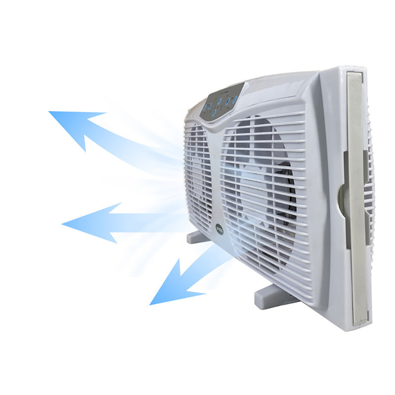 Optimus Reversible 8" 3 Speed Cool Air Home Twin Window Fan w/ Thermostat (Used)