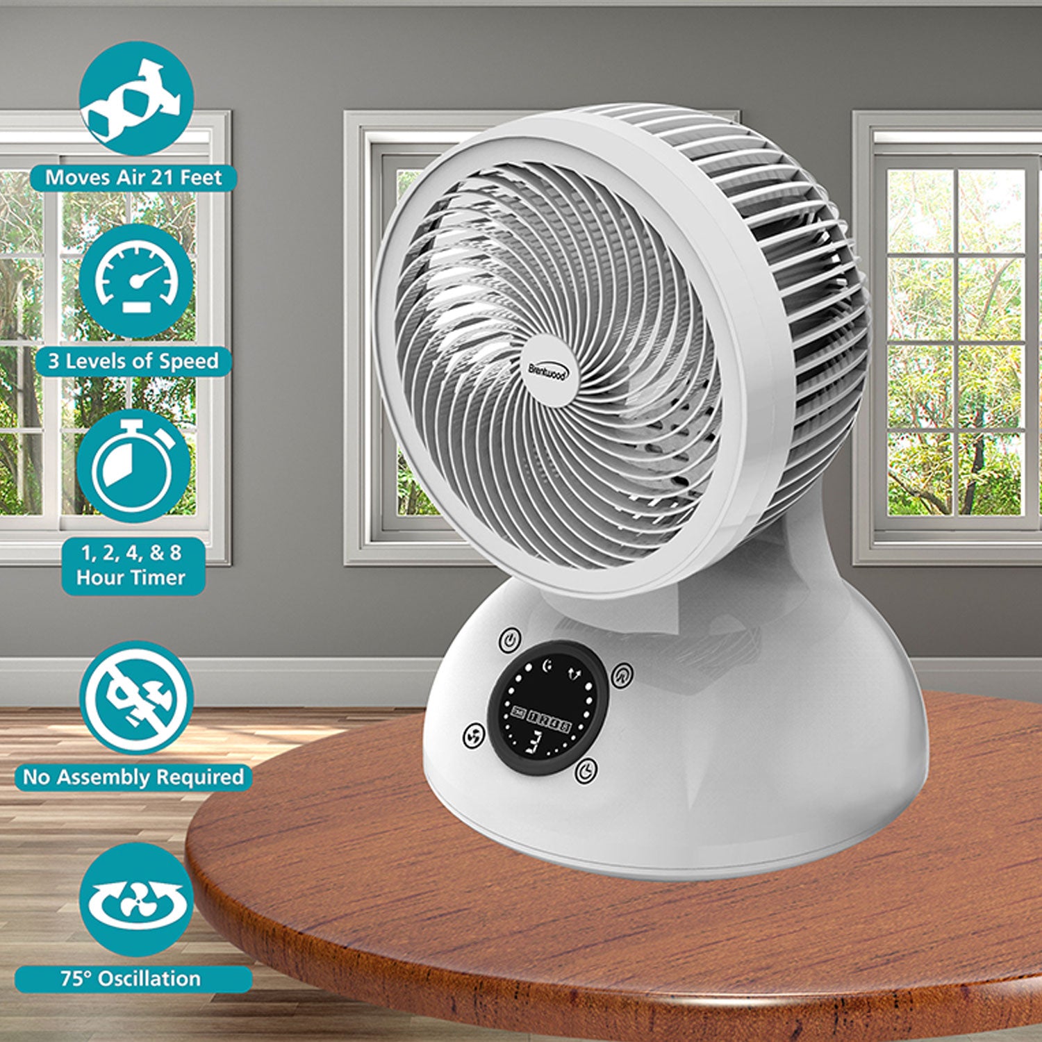Brentwood 6 Inch 3 Speed Oscillating Remote Control Desktop Fan, White(Open Box) - VMInnovations