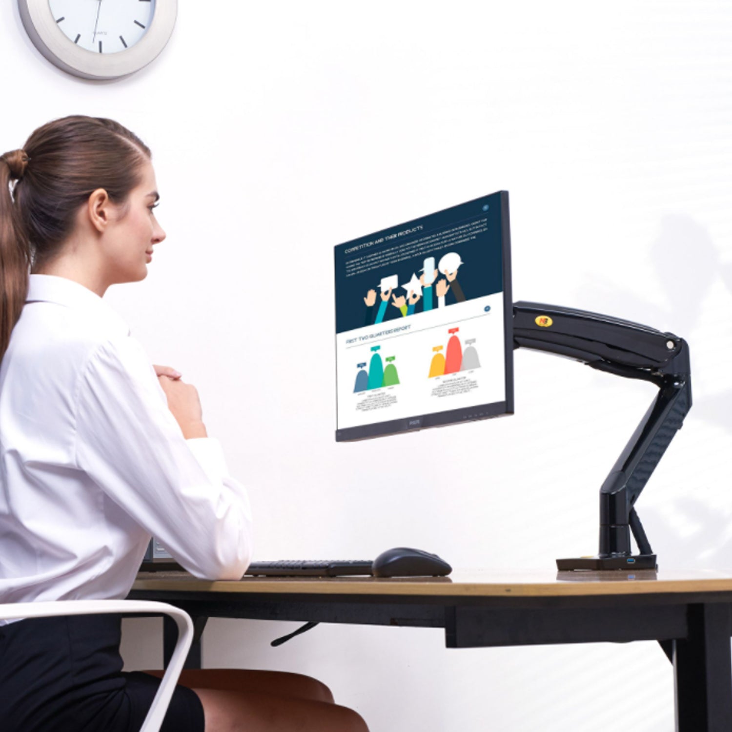 North Bayou Desk Mount Full Motion Swivel Adjustable Height Monitor Arm, Black