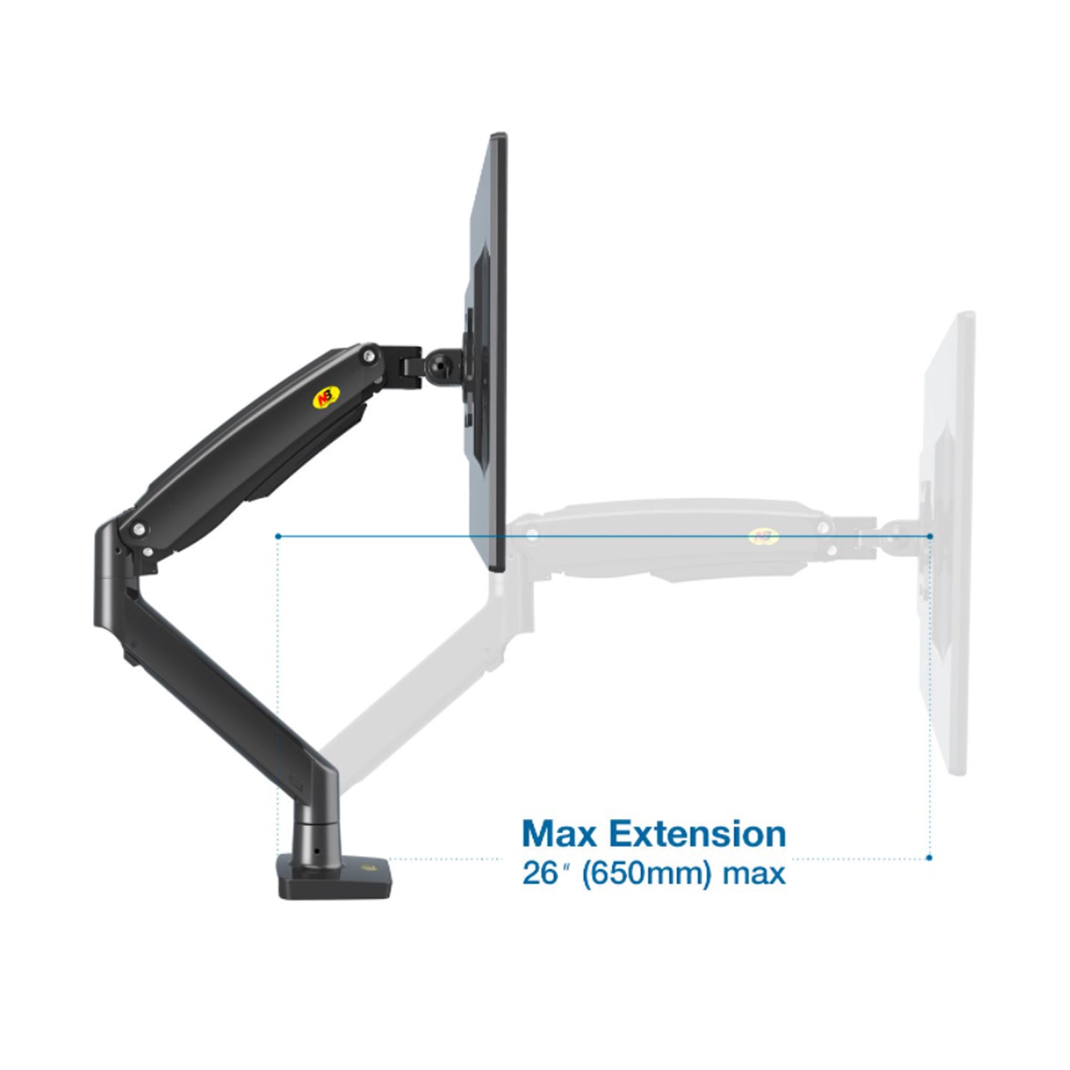 North Bayou Desk Mount Full Motion Swivel Adjustable Height Monitor Arm, Black