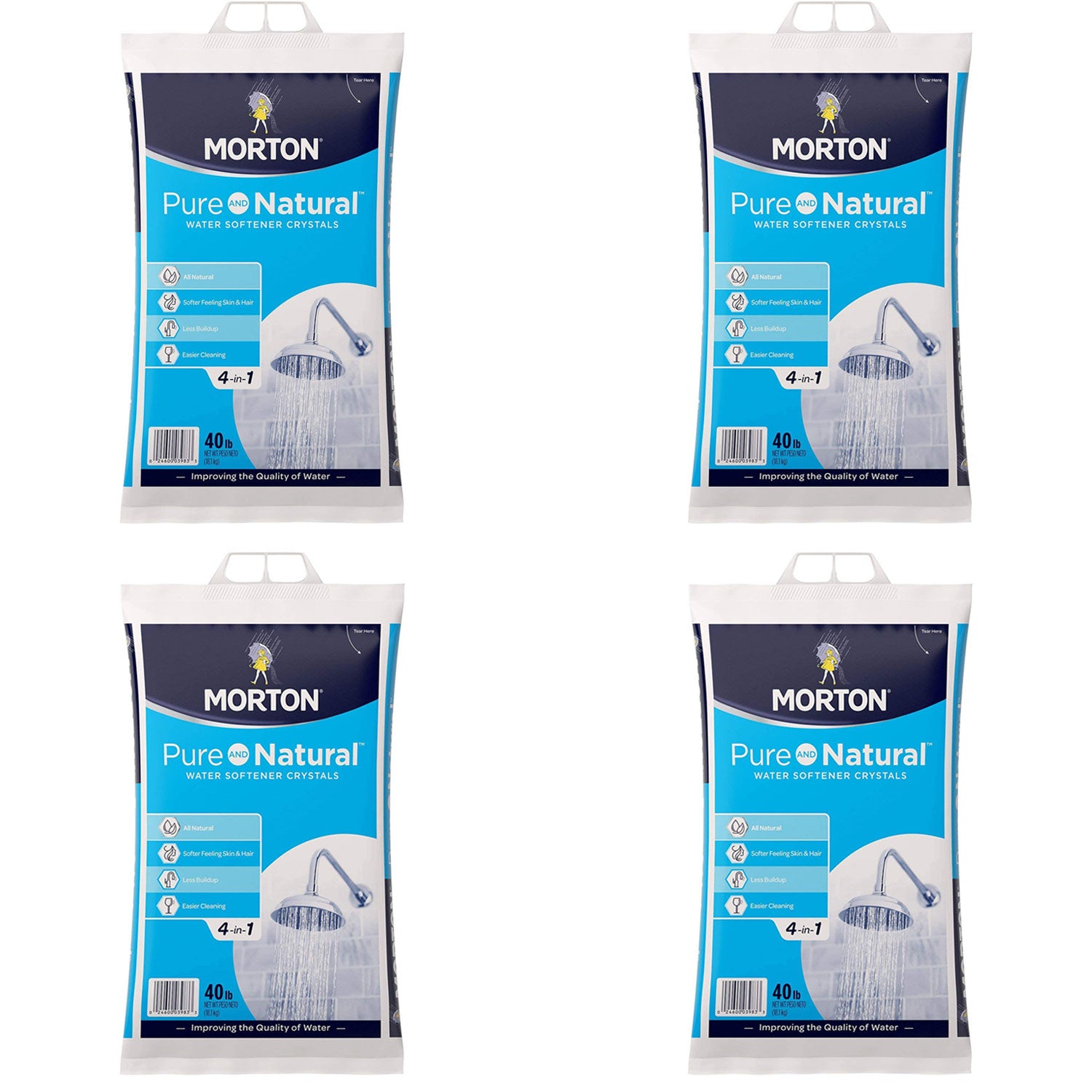 Morton Salt Natural Sodium Chloride Water Softener Crystals, 40 Pounds (4 Pack)