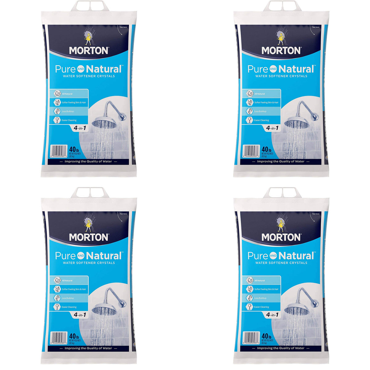 Morton Salt Natural Sodium Chloride Water Softener Crystals, 40 Pounds (4 Pack) - VMInnovations
