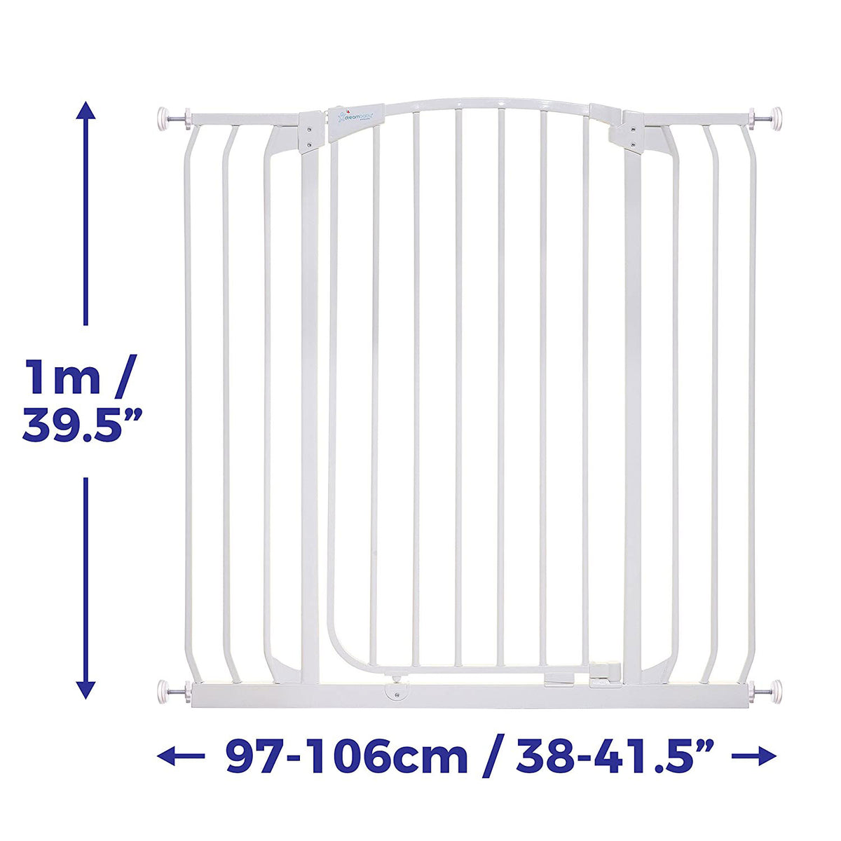 Dreambaby F191W Chelsea Extra Tall 38 to 42.5" Auto Close Baby & Pet Gate, White - VMInnovations