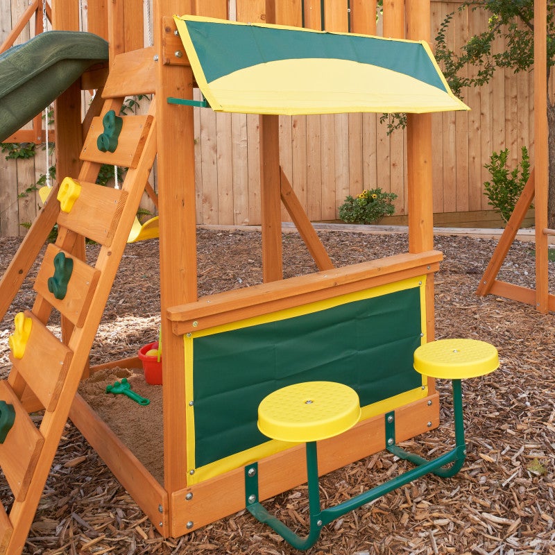 KidKraft Wooden Cedar Discovery Swing Set/ Playset with Climbing Wall (Open Box)