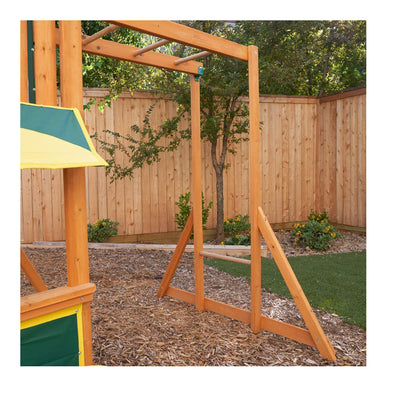 KidKraft Wooden Cedar Discovery Swing Set/ Playset with Climbing Wall (Open Box)