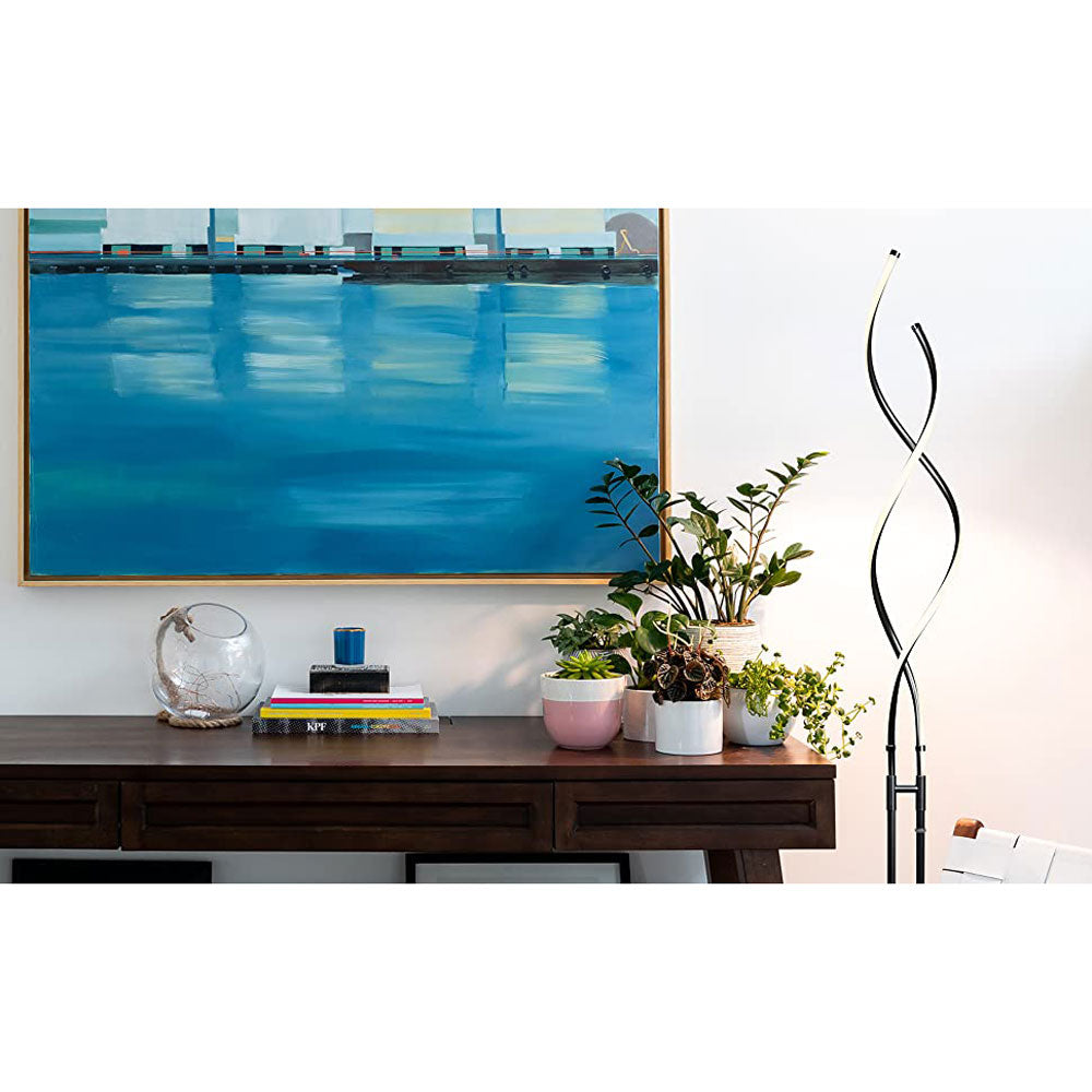 Brightech Embrace LED 2 In 1 Spiral Bright Floor Table Lamp, Jet Black(Open Box)