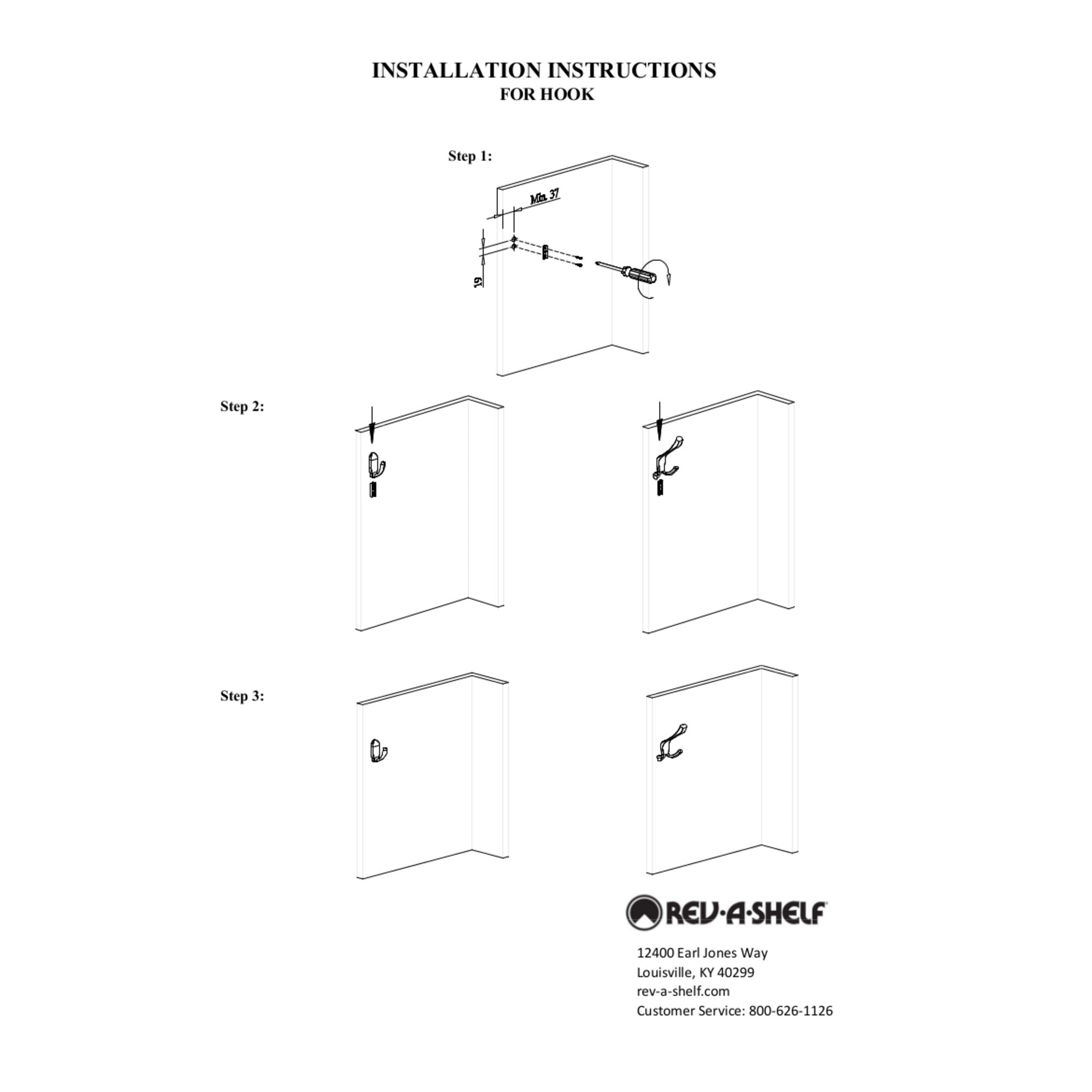 Rev-A-Shelf Sidelines CTWSL-HK-SN-5 3 Way Decorative Wall Hook, Nickel (5 Pack)