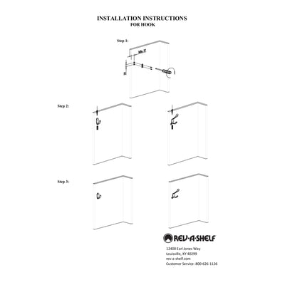 Rev-A-Shelf Sidelines CTWSL-HK-SN-5 3 Way Decorative Wall Hook, Nickel (5 Pack)