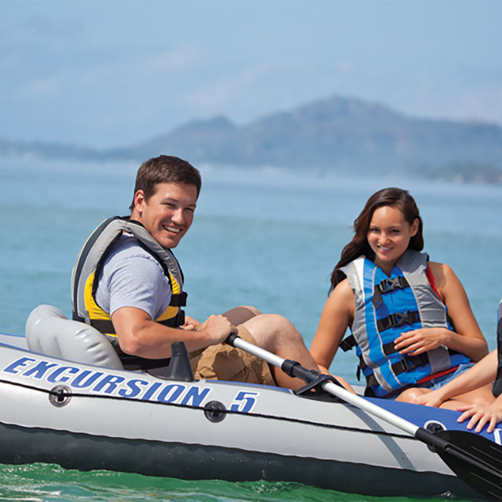 Intex Excursion 5 Person Inflatable Rafting &Fishing Boat Set w/2 Oars (3 Pack)