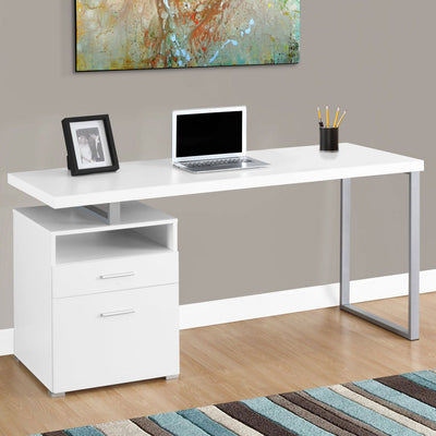 Monarch Specialties 60" Contemporary Computer Desk Filing Drawer, White (4 Pack)