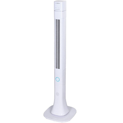Optimus 3 Speed Portable Tower Fan w/ Remote Control & Oscillating Stand, White