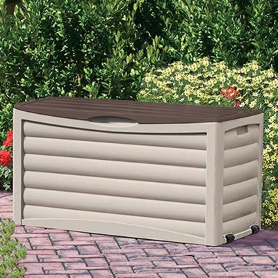 Suncast DB8300 83 Gallon Resin Outdoor Patio Storage Deck Box, Taupe (2 Pack)