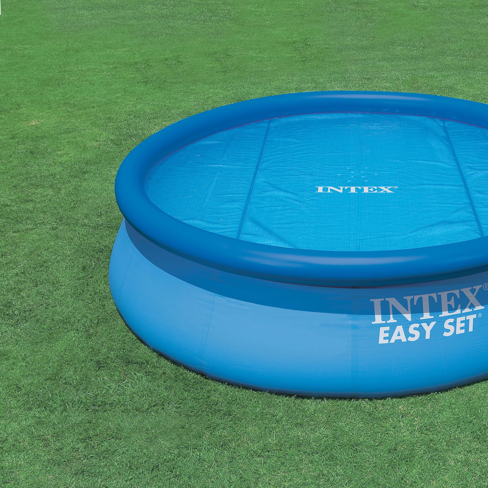 Intex 15 Foot Round Easy Set Vinyl Solar Cover for Swimming Pools, Blue | 29023E