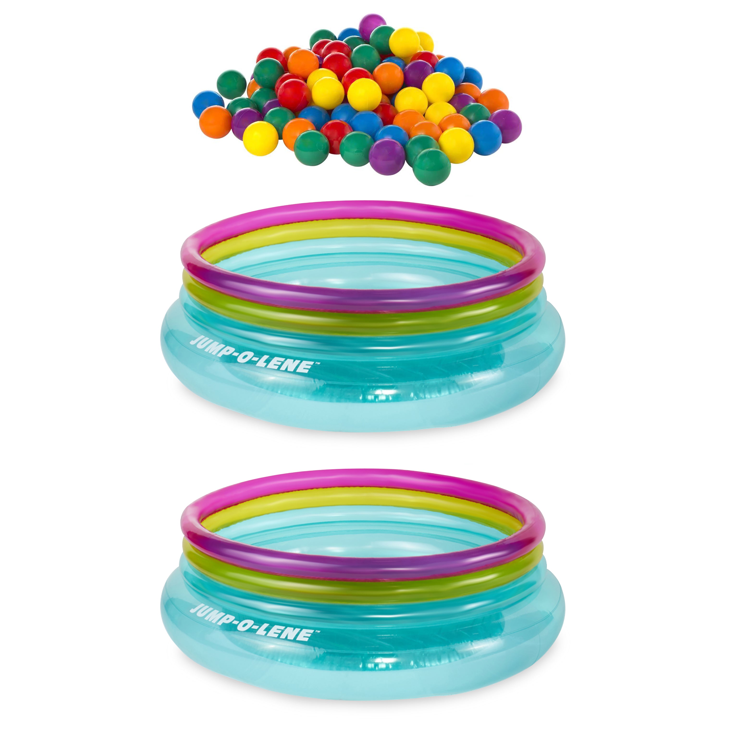 Intex 100 Pack Multi-Colored Fun Ballz & Inflatable Jump-O-Lene Bouncer (2 Pack)