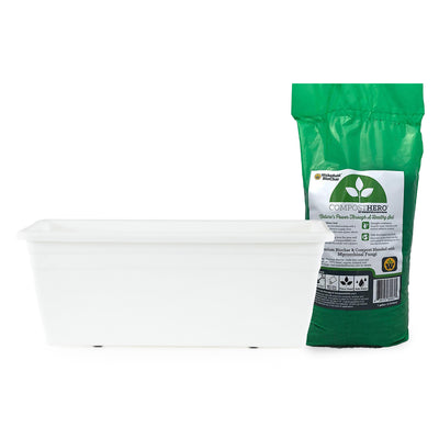 HC Companies Deck Rail Box Planter w/ Wakefield HERO Organic Garden Compost