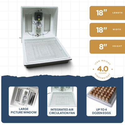 Farm Innovators 40W Digital Circulated Air Incubator for Up to 4 Eggs (4 Pack)
