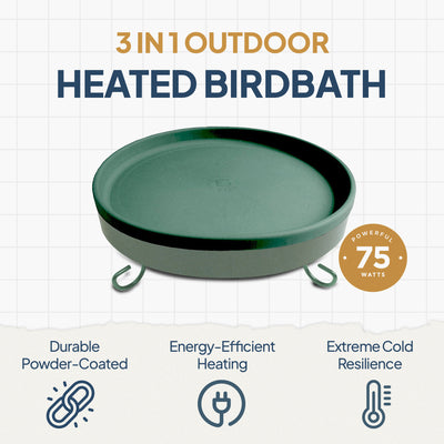 Farm Innovators All Seasons 3 In 1 75 Watts Heated Birdbath, Green (4 Pack)