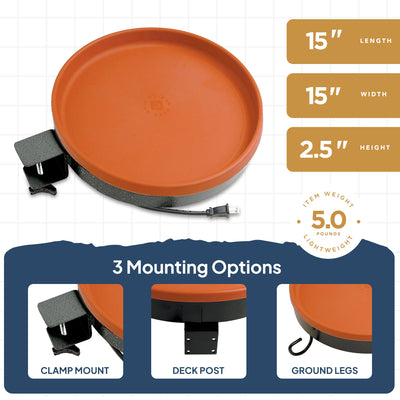 Farm Innovators All Seasons 3 In 1 75 Watts Heated Birdbath, Terracotta (4 Pack) - VMInnovations