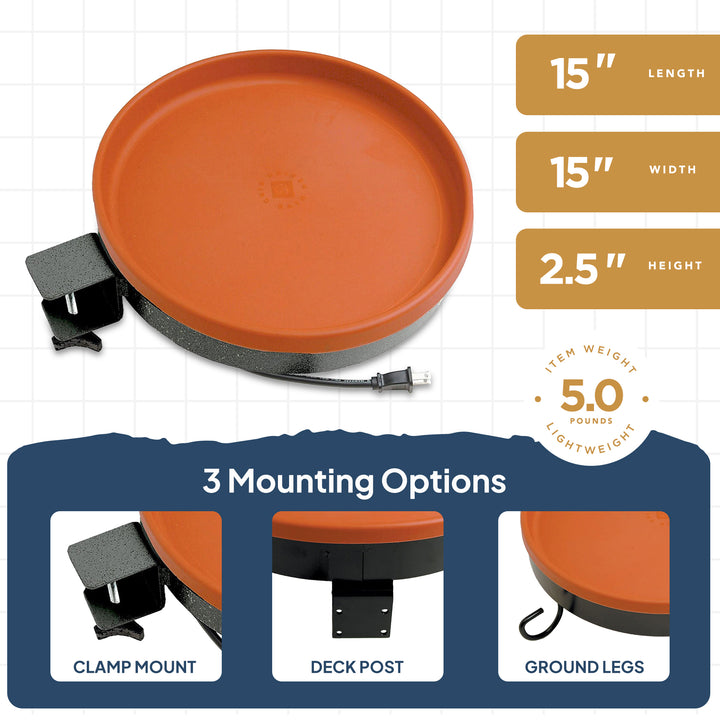 Farm Innovators All Seasons 3 In 1 75 Watts Heated Birdbath, Terracotta (4 Pack)