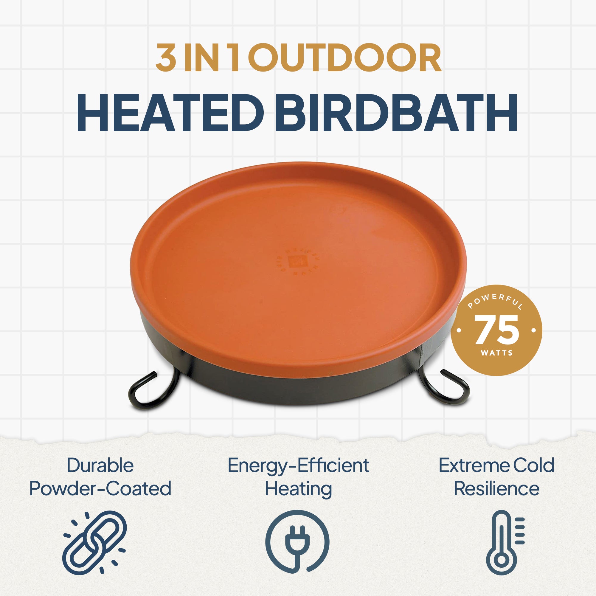 Farm Innovators All Seasons 3 In 1 75 Watts Heated Birdbath, Terracotta (4 Pack) - VMInnovations