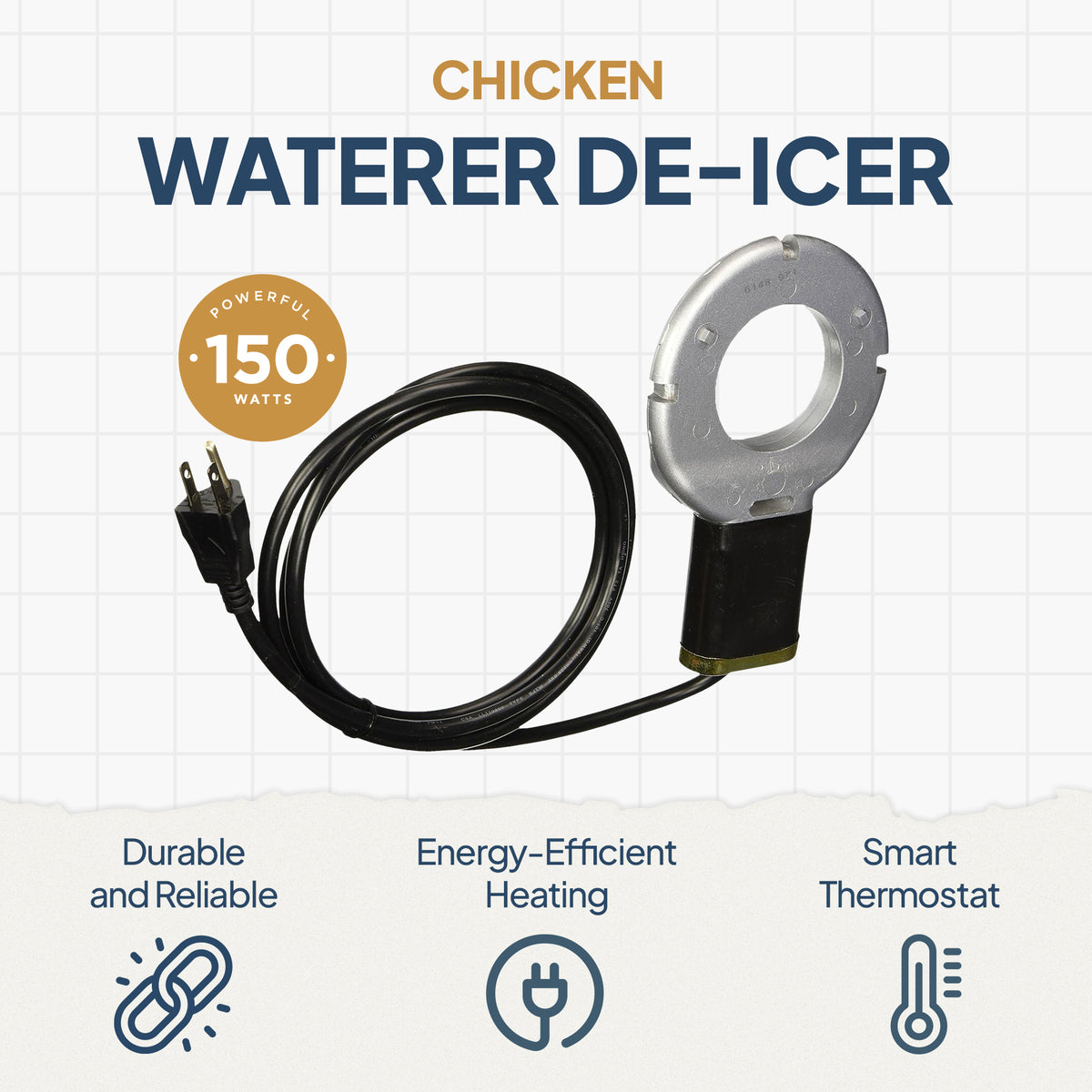 Farm Innovators Chicken Waterer Poultry Fountains De-Icer, Silver/Black (4 Pack)