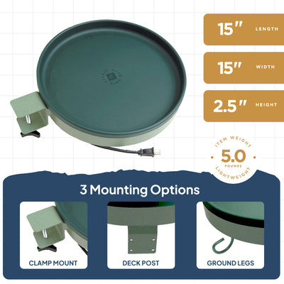 Farm Innovators All Seasons 3 In 1 75 Watts Heated Birdbath, Green (4 Pack)