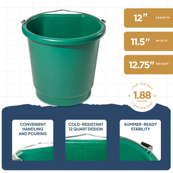 Farm Innovators 3 Gal Flat Back Plastic Heated Bucket, 70 Watt, Green (3 Pack)
