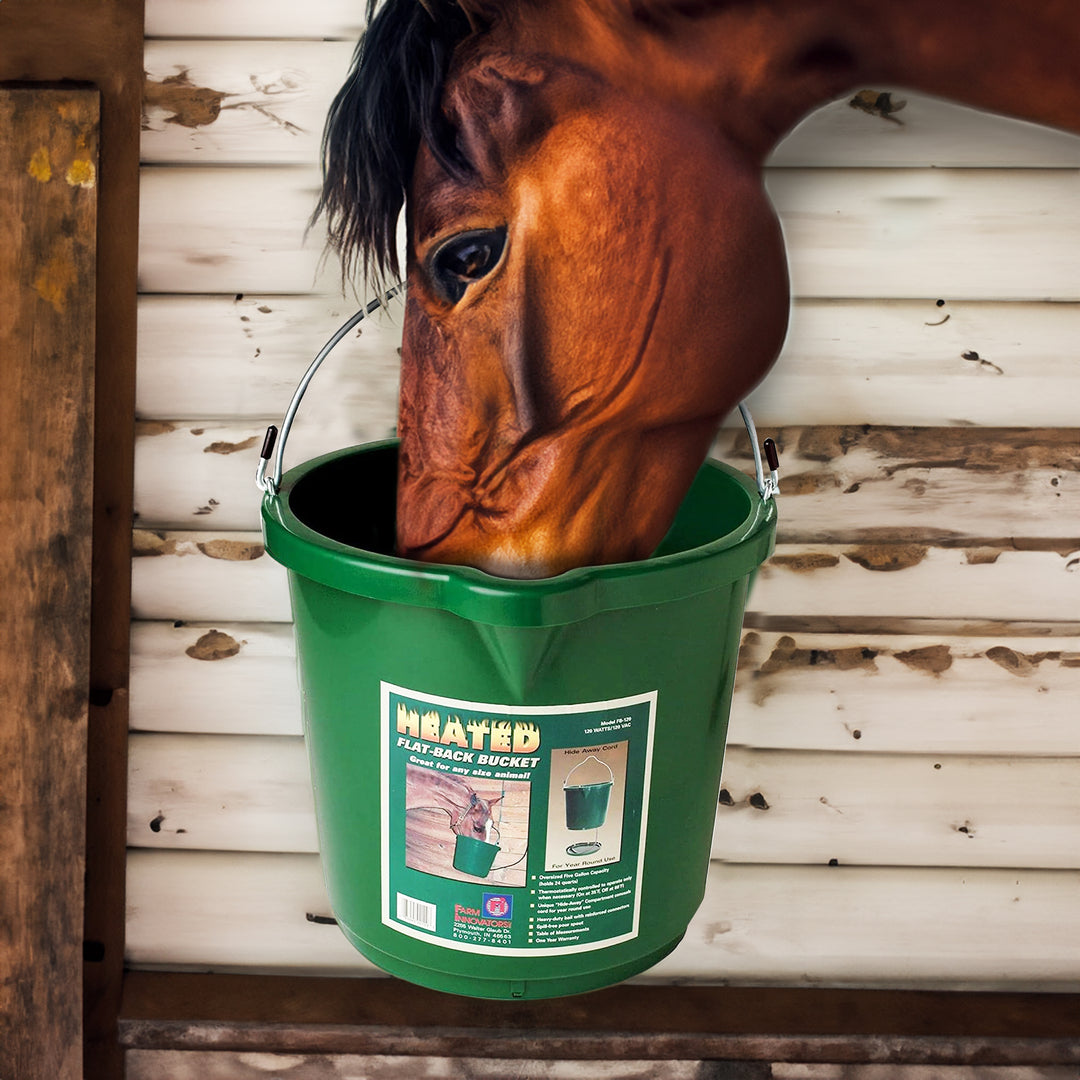 Farm Innovators Oversized 5 Gallon Plastic Flat Back Heated Bucket, 120 Watt