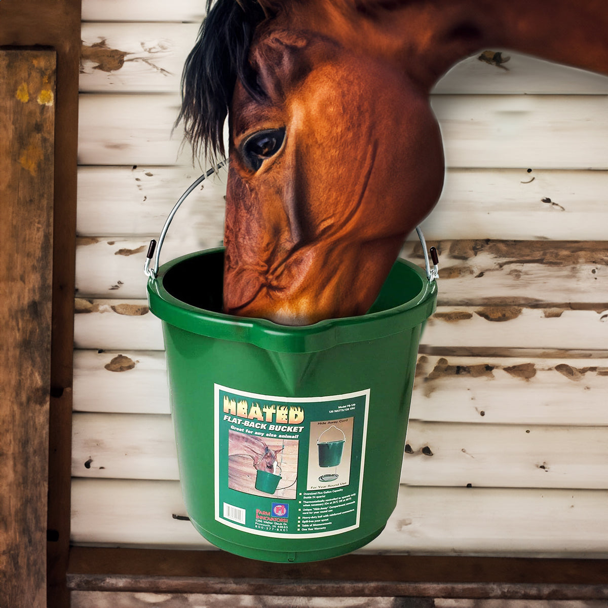 Farm Innovators Oversized 5 Gallon Plastic Flat Back Heated Bucket, 120 Watt (Refurbished)