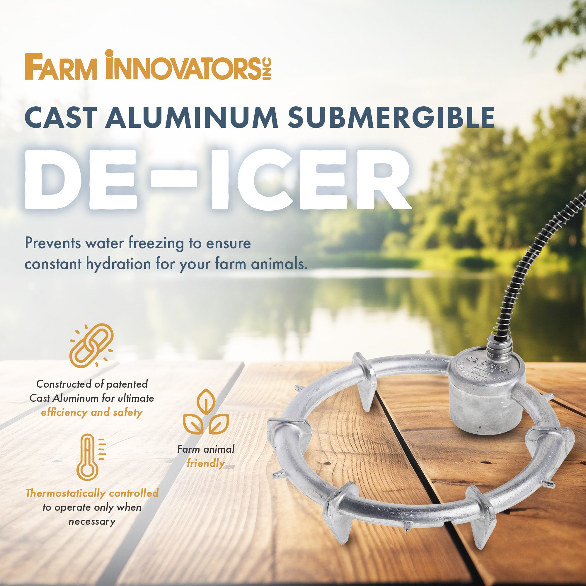Farm Innovators H-409 Ice Chaser 1000 Watt Cast Aluminum Floating Tank(Open Box)