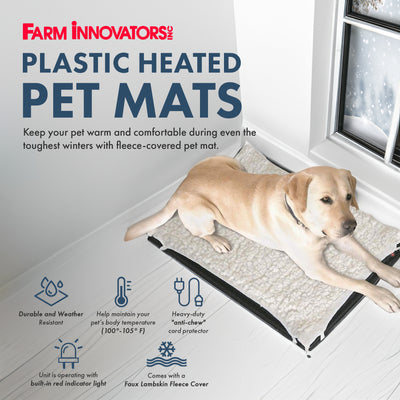 Farm Innovators L Heated Pet Mat with Fleece Cover, 100 Watt (Open Box) - VMInnovations