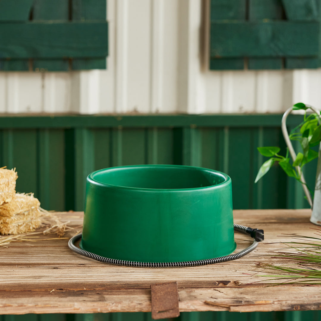 Farm Innovators 1.5 Gallon Electric Heated Water Bowl, 60 Watt, Green (Open Box) - VMInnovations