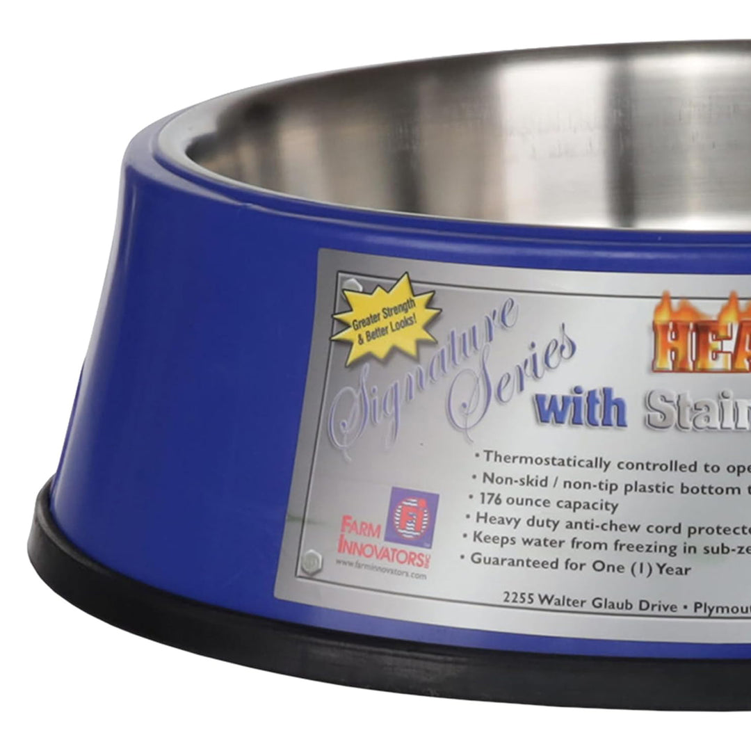 Farm Innovators Signature Series 5.5QT Heated Pet Bowl w/ Stainless Steel Insert