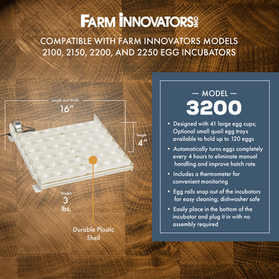 Farm Innovators 3200 Automatic 41 Spot Egg Turner for Improved Hatching (4 Pack)