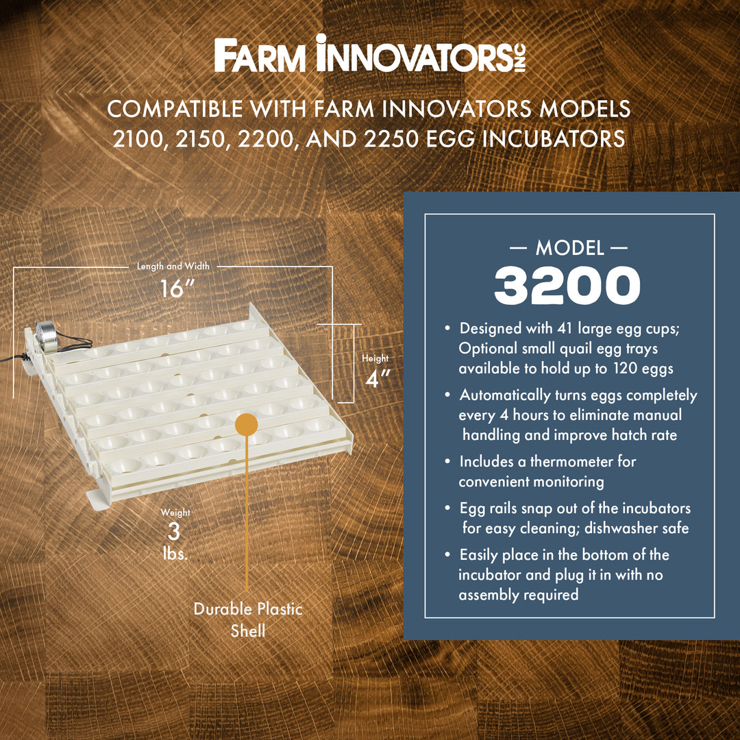 Farm Innovators 3200 Automatic 41 Spot Egg Turner for Improved Hatching (4 Pack)