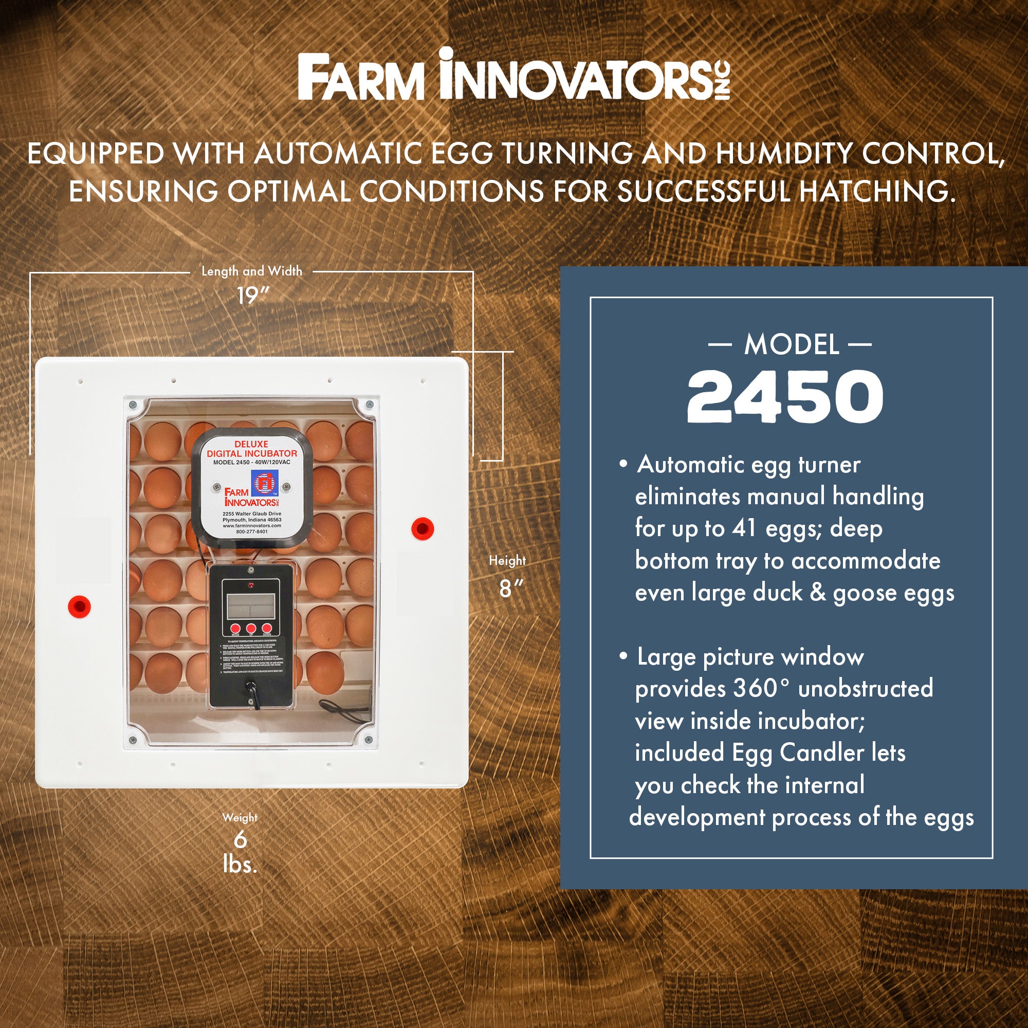 Farm Innovators 2450 Digital Air Incubator w/ Auto Egg Turner, White (Used) - VMInnovations