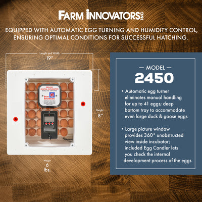 Farm Innovators 2450 Digital Air Incubator w/ Auto Egg Turner, White (Used) - VMInnovations