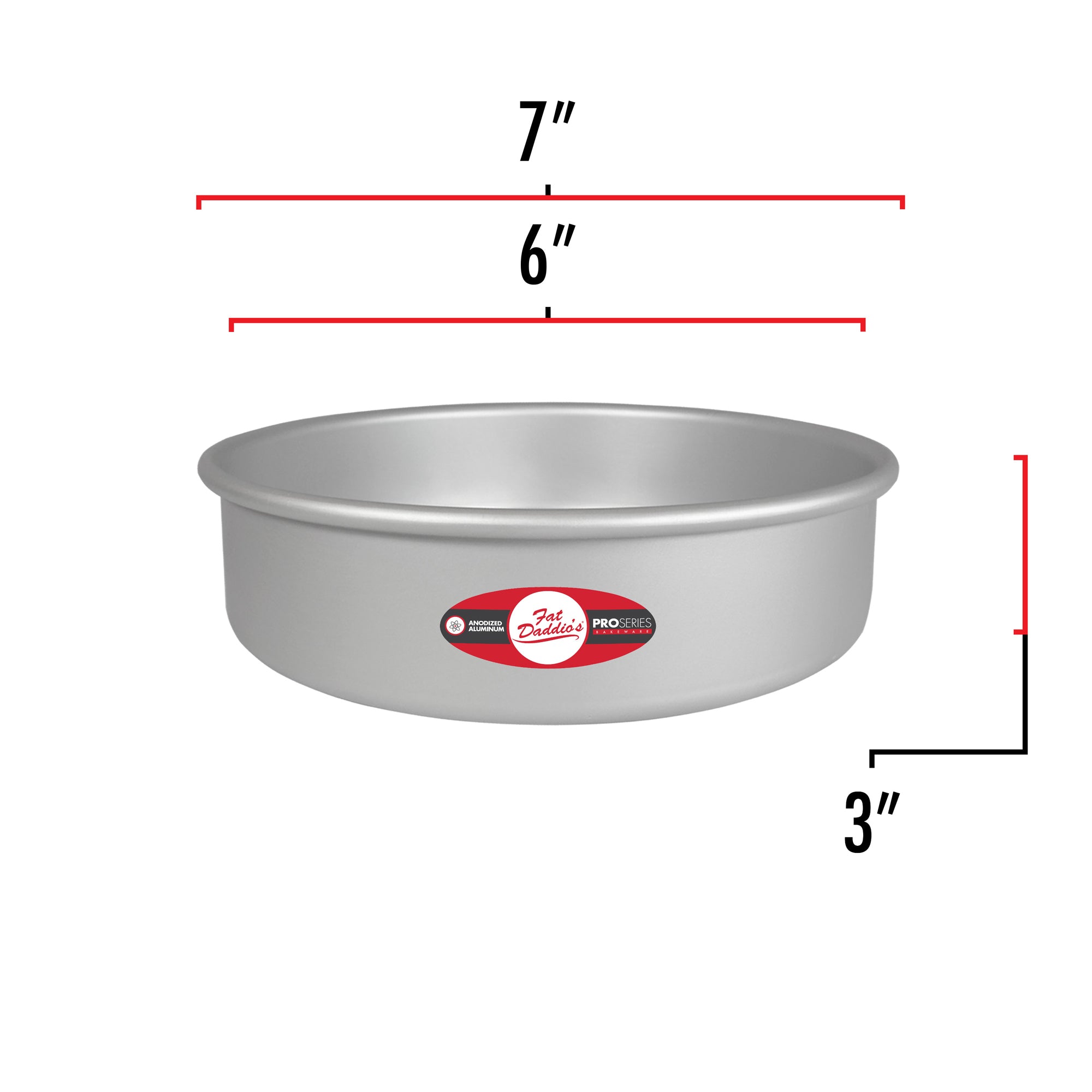 Fat Daddio's Anodized Aluminum Round Cake Pan with Solid Bottom (3 Sizes)