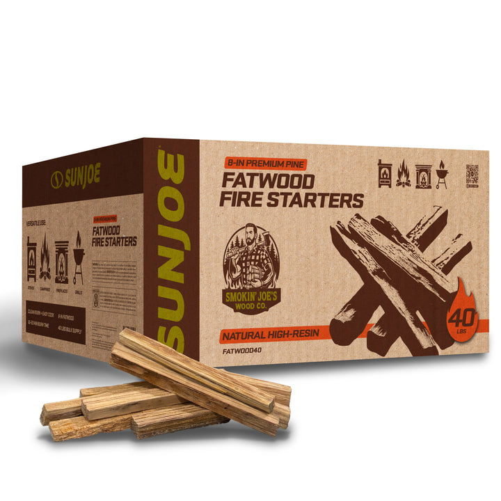 Sun Joe 40 Lb Fatwood Fire Starter Sticks for Fireplace, Wood Stove & Grill Use